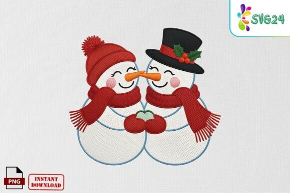 Cute Snowman Couple Embroidery PNG: A Designer’s Review