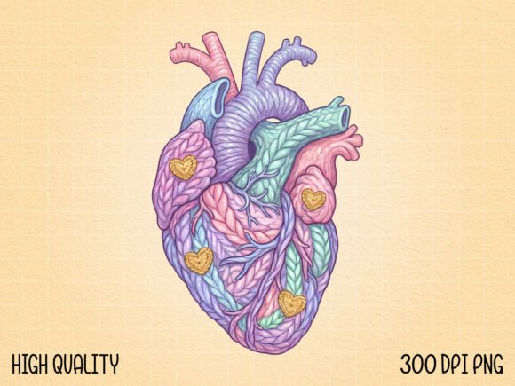 Faux Embroidery Anatomical Heart PNG Review