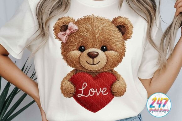 Valentine Teddy Bear Faux Embroidery PNG Review